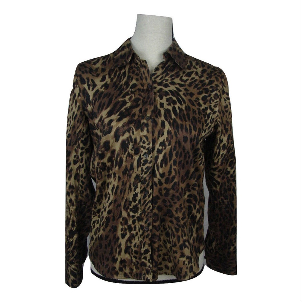 Chaps Petite Women's Top Leopard Print Size PM